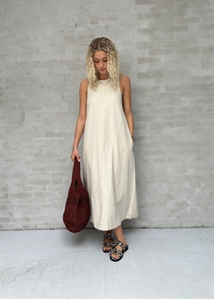 Johanne sl striped midi kjole Birch Stripes/Chestnut Selected Femme 